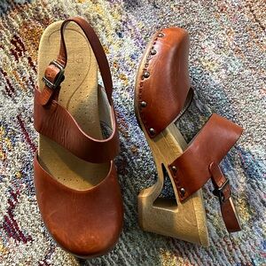 DANSKO chestnut brown leather clogs